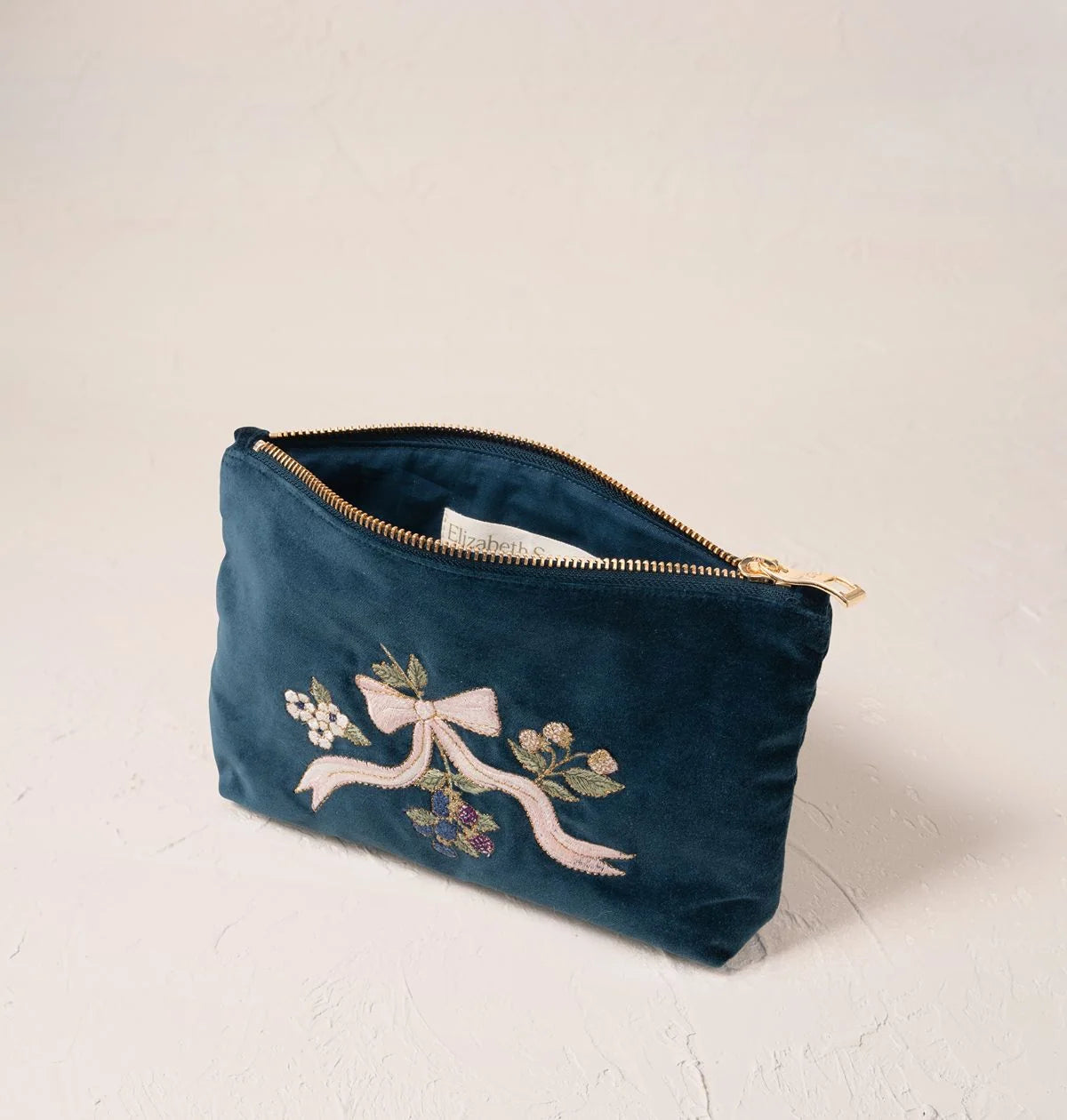 Elizabeth Scarlett Mini Pouch Berries & Bows Velvet Ink Blue