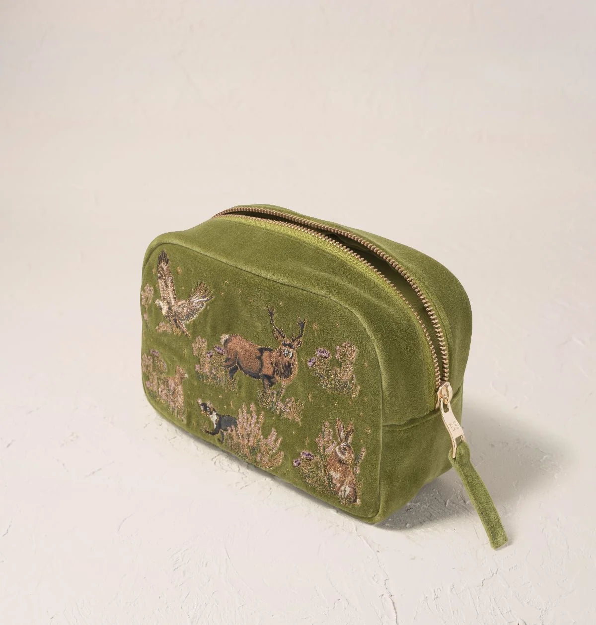 Elizabeth Scarlett Makeup Bag Highland Romance Velvet Pistachio