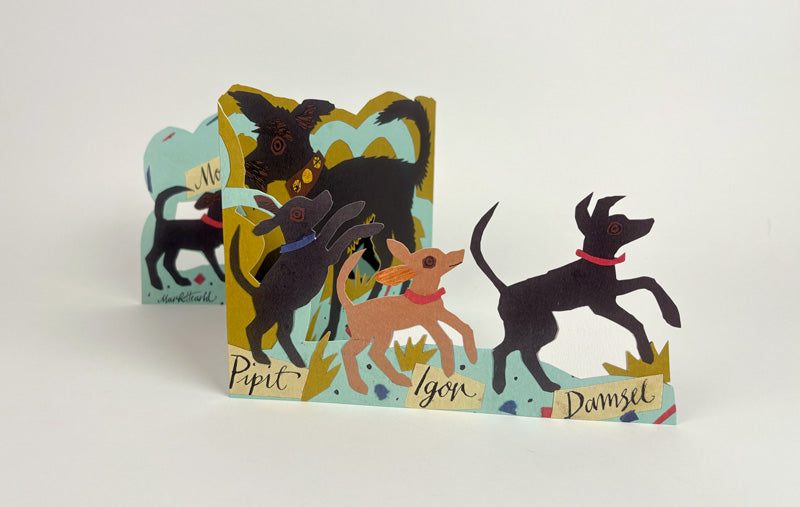 Card - Puppy Parade - die cut card from Art Angels -Mark Hearld