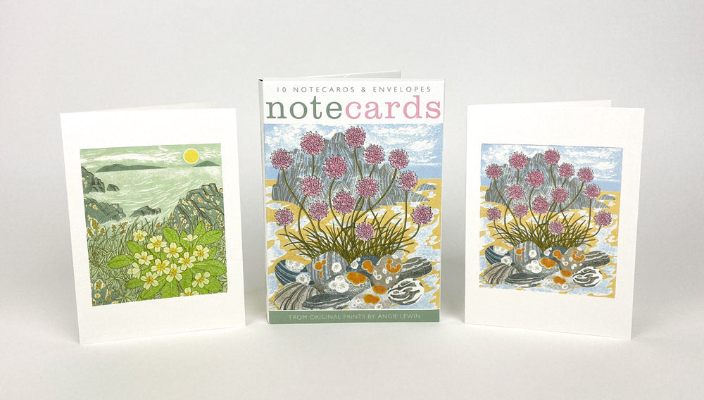 Notecards by Art Angels - Sea Pinks and Pebbles & Island Primrose by Angie Lewis