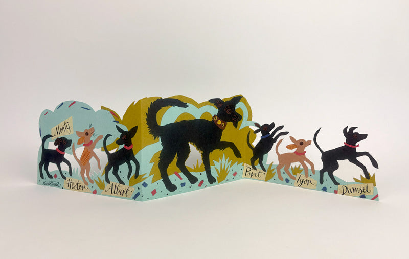 Card - Puppy Parade - die cut card from Art Angels -Mark Hearld