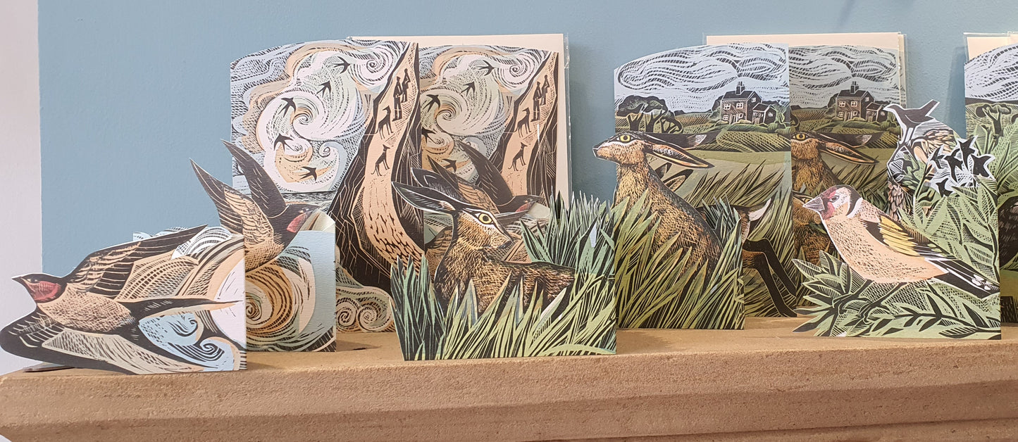Card - Cornish Swallows - die-cut 3D by Angela Harding