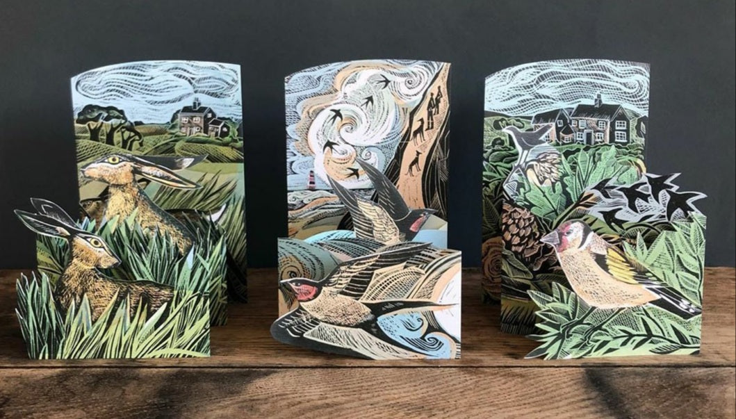 Card - Cornish Swallows - die-cut 3D by Angela Harding
