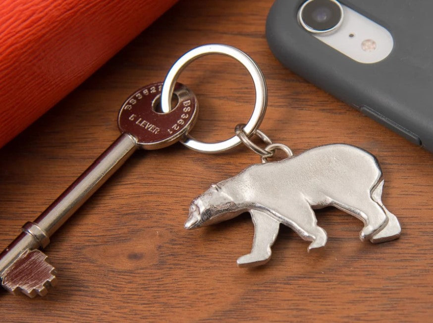 Pewter Key Ring by Lancaster & Gibbings (Polar Bear)