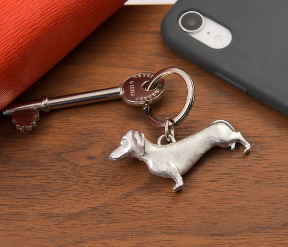 Pewter Key Ring by Lancaster & Gibbings (Dachshund)