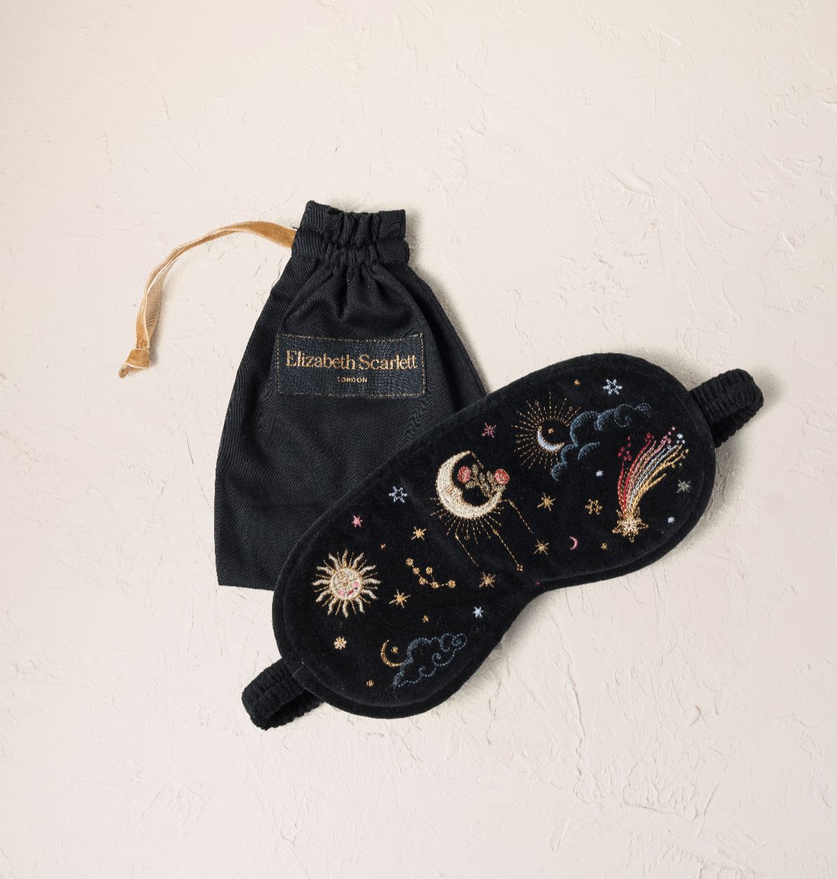 Elizabeth Scarlett Eye Mask Aurora Lights Velvet Charcoal