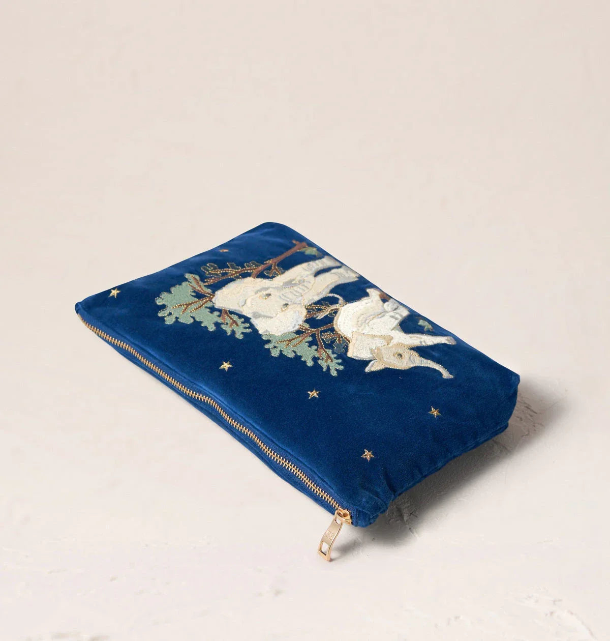 Elizabeth Scarlett Everyday Pouch Baby Elephant Conservation Velvet Cobalt