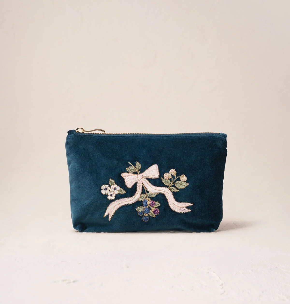 Elizabeth Scarlett Mini Pouch Berries & Bows Velvet Ink Blue