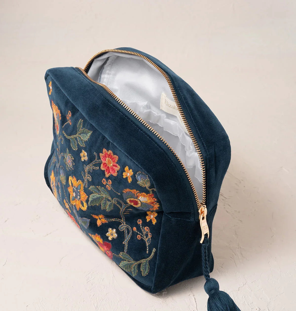 Elizabeth Scarlett Wash Bag Botanical Garden Velvet Ink Blue