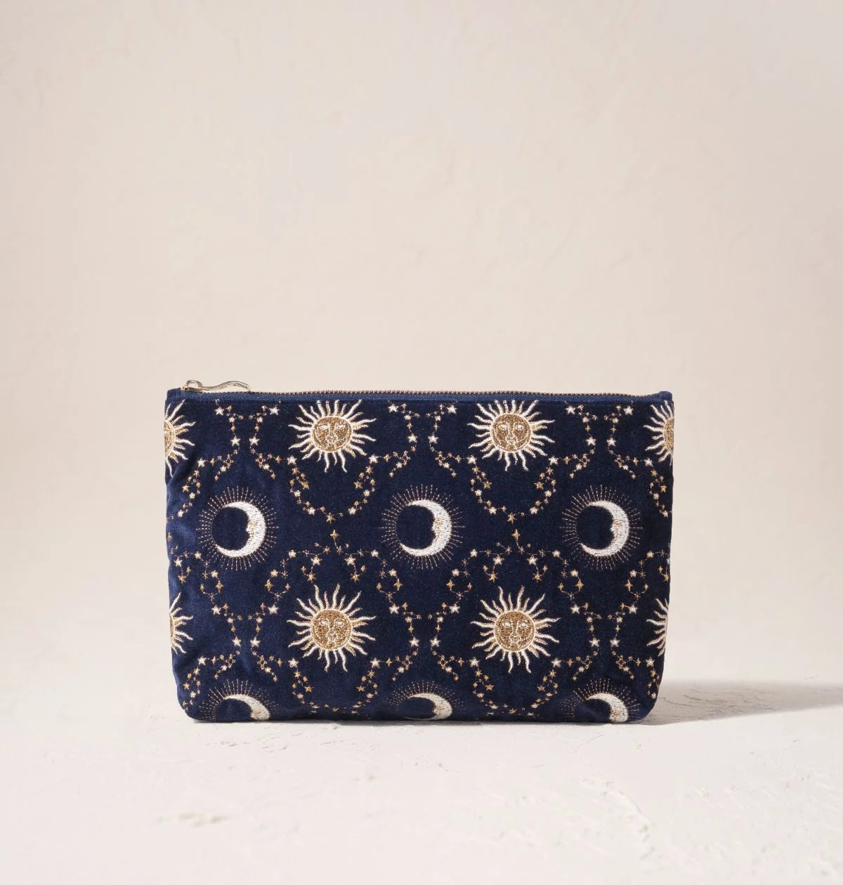 Elizabeth Scarlett Everyday Pouch Celestial Sun & Moon Velvet Navy