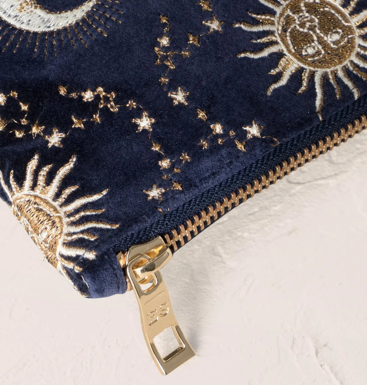 Elizabeth Scarlett Everyday Pouch Celestial Sun & Moon Velvet Navy