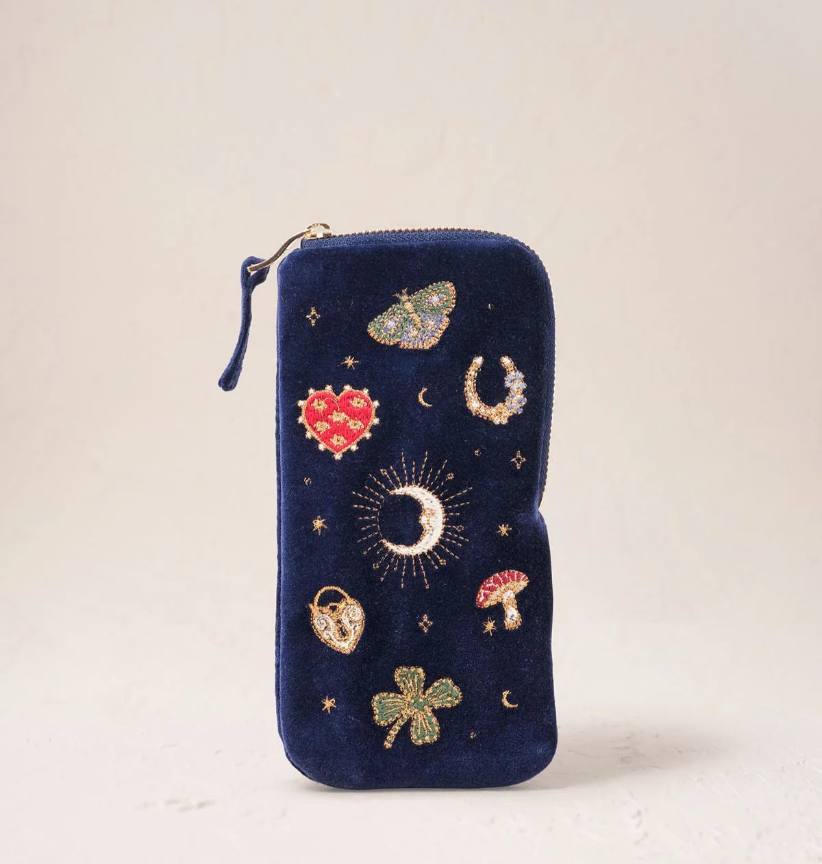 Elizabeth Scarlett Glasses Case Cosmic Charms Velvet Navy