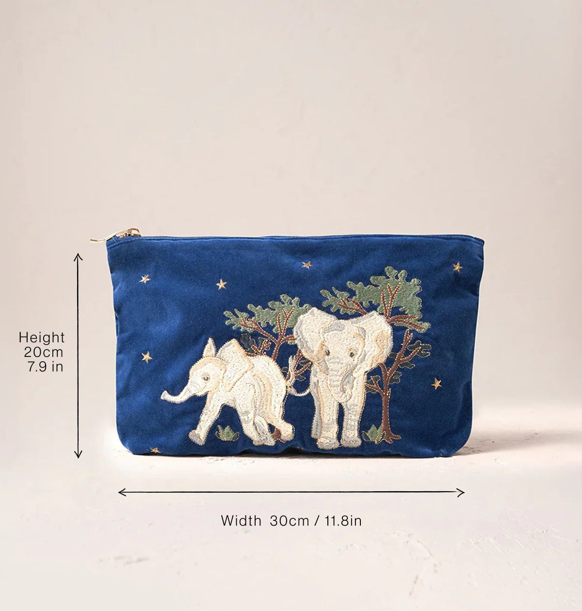 Elizabeth Scarlett Everyday Pouch Baby Elephant Conservation Velvet Cobalt