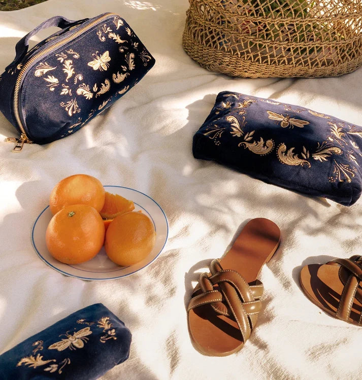ELS Coin Purse Provencal Bee Velvet Navy