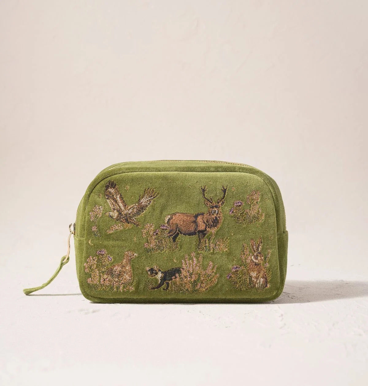Elizabeth Scarlett Makeup Bag Highland Romance Velvet Pistachio