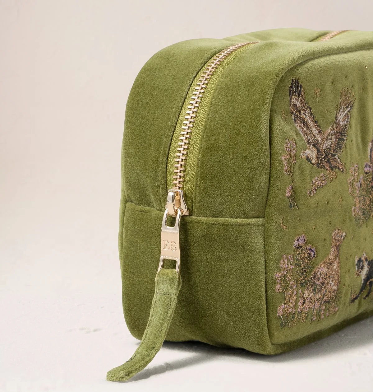 Elizabeth Scarlett Makeup Bag Highland Romance Velvet Pistachio