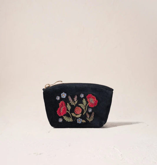 Elizabeth Scarlett Coin Purse Poppy Meadow Velvet Charcoal