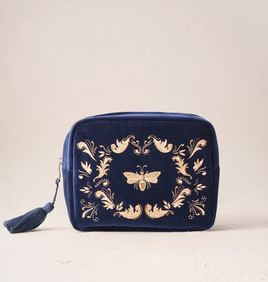Elizabeth Scarlett Wash Bag Provencal Bee Velvet Navy
