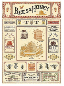 Cavallini Bees & Honey Wrapping Paper Poster