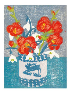 Card - Japonica and Snowdrops by Matt Underwood