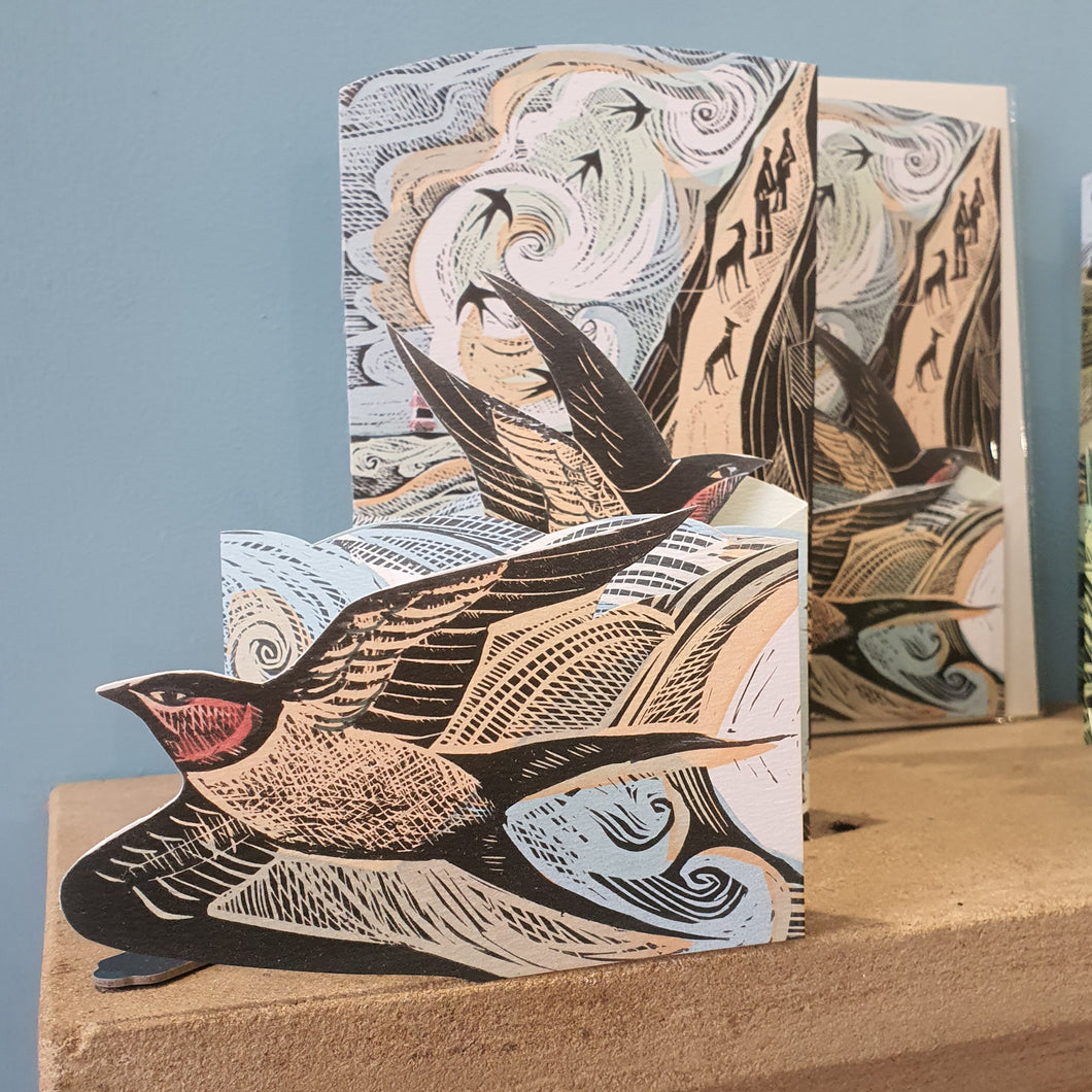 Card - Cornish Swallows - die-cut 3D by Angela Harding