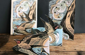 Card - Cornish Swallows - die-cut 3D by Angela Harding