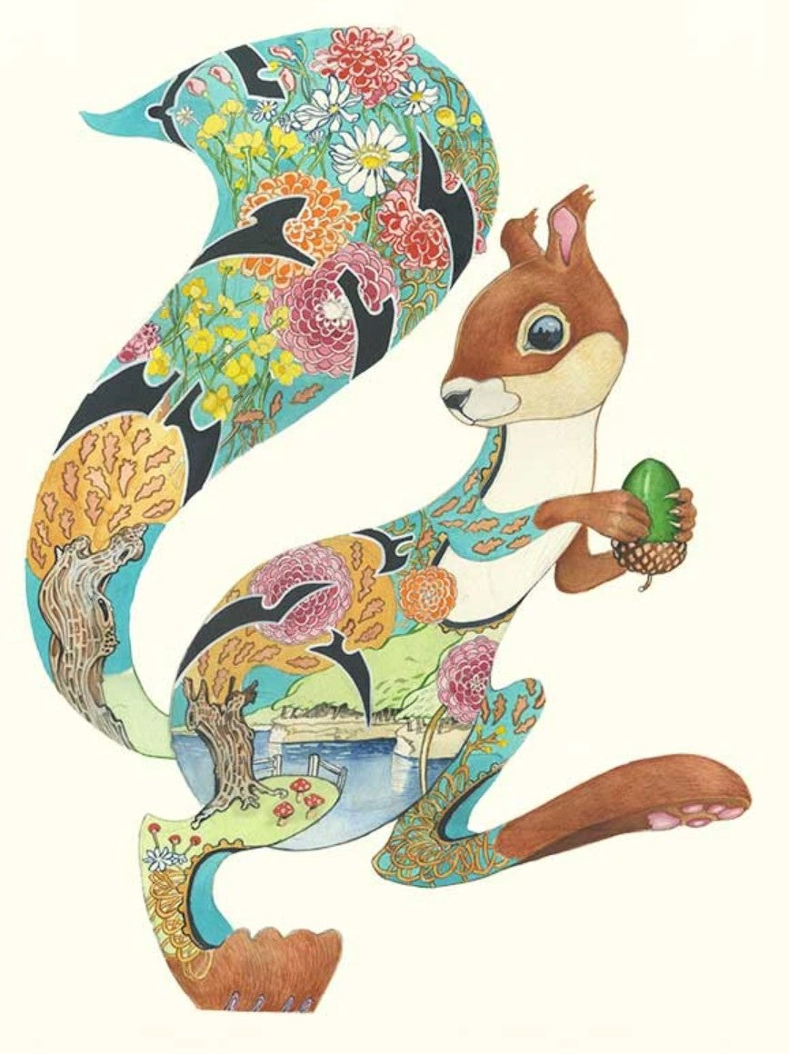Card - Turquoise Squirrel by Daniel Mackie