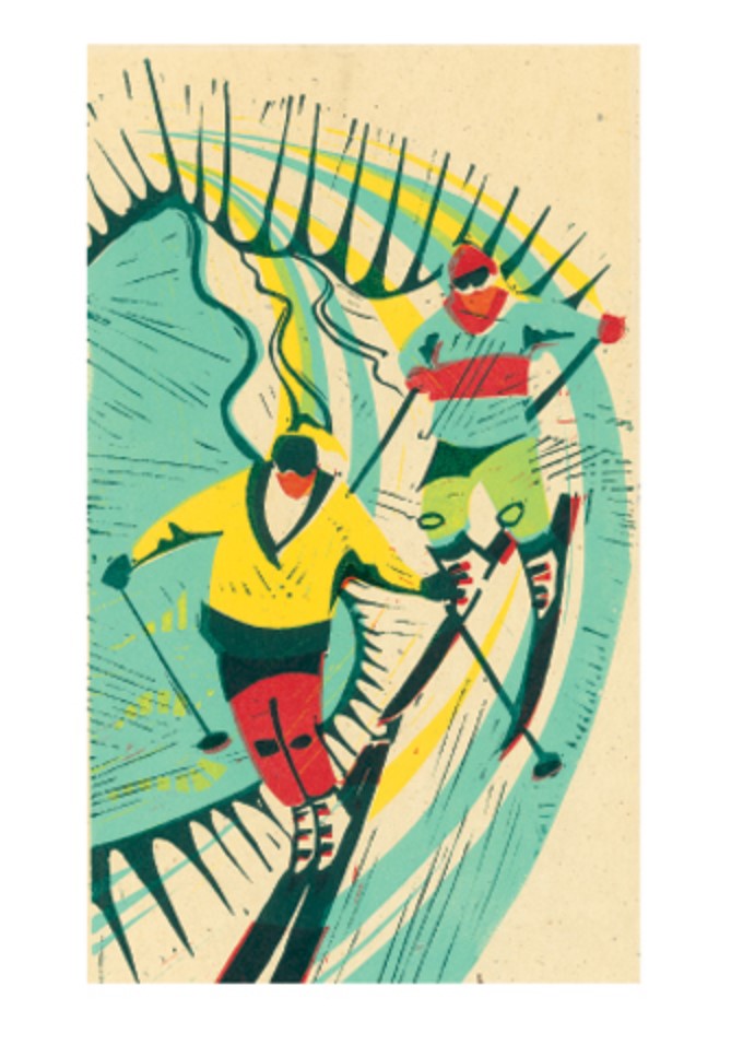 Card - Skiers by Paul Cleden