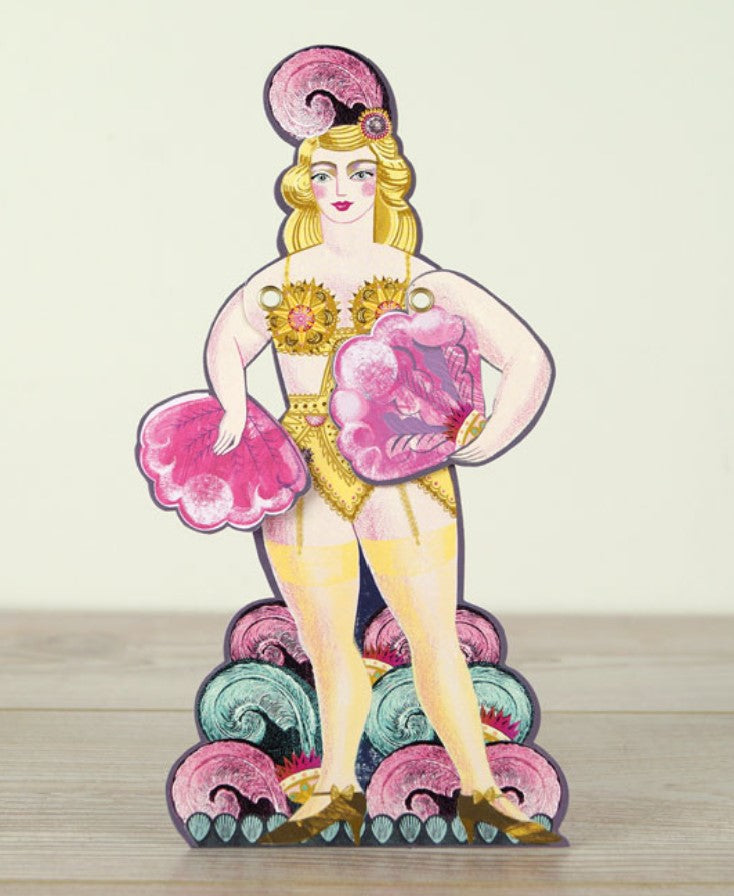 Card - Fanny Die cut fan dancer with moving arms by Sarah Young