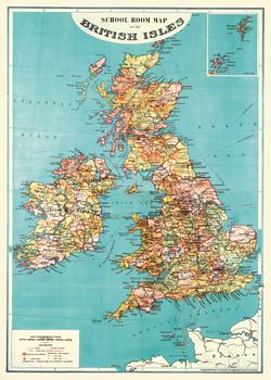 Cavallini  Antique Map Britain  Wrapping Paper Poster